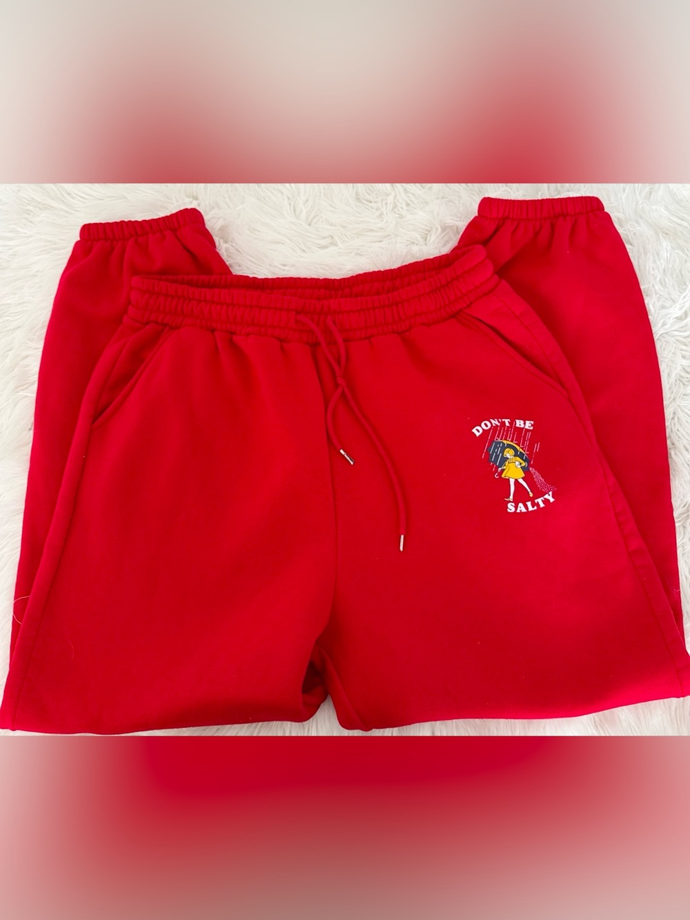 Womens Red Graphic Drawstring Shorts - Don't Be Salty